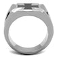 TK2064 - High polished (no plating) Stainless Steel Ring with Epoxy  in Jet-2