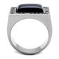 TK2065 - High polished (no plating) Stainless Steel Ring with Synthetic Cat Eye in Smoked Quartz-2