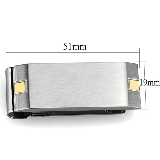 TK2069 - Two-Tone IP Gold (Ion Plating) Stainless Steel Money clip with No Stone-1