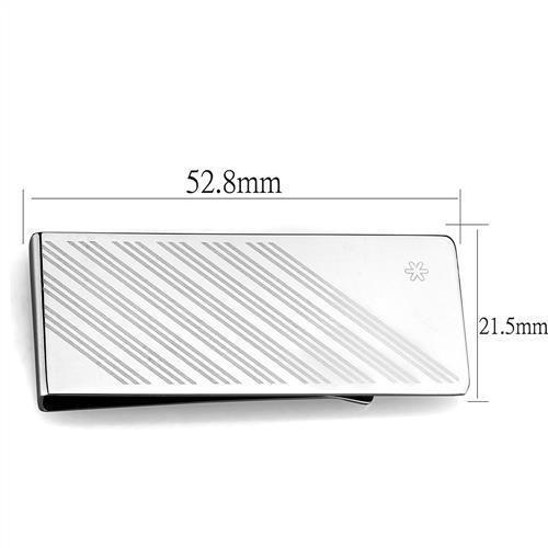 TK2079 - High polished (no plating) Stainless Steel Money clip with No Stone-1