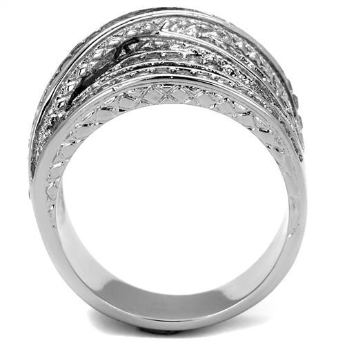 TK2096 - High polished (no plating) Stainless Steel Ring with AAA Grade CZ  in Clear-2