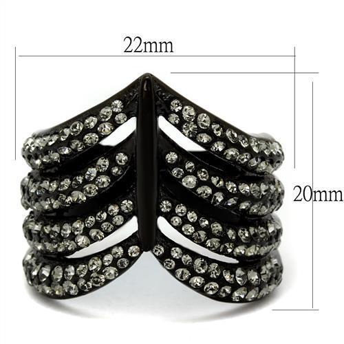 TK2097 - IP Black(Ion Plating) Stainless Steel Ring with Top Grade Crystal  in Black Diamond-1
