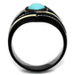 TK2099 - IP Black(Ion Plating) Stainless Steel Ring with Synthetic Turquoise in Sea Blue-2