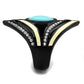 TK2099 - IP Black(Ion Plating) Stainless Steel Ring with Synthetic Turquoise in Sea Blue-3