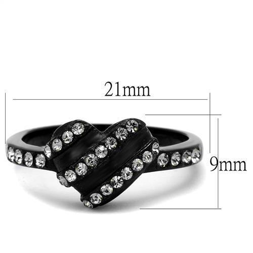 TK2100 - IP Black(Ion Plating) Stainless Steel Ring with Top Grade Crystal  in Black Diamond-1