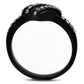 TK2100 - IP Black(Ion Plating) Stainless Steel Ring with Top Grade Crystal  in Black Diamond-2