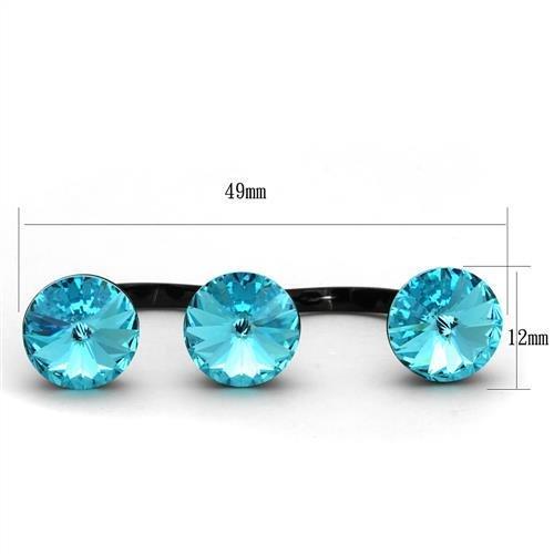TK2103 - IP Black(Ion Plating) Stainless Steel Ring with Top Grade Crystal  in Sea Blue-1