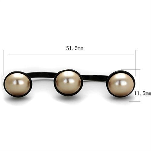 TK2104 - IP Black(Ion Plating) Stainless Steel Ring with Synthetic Pearl in Metallic Light Gold-1