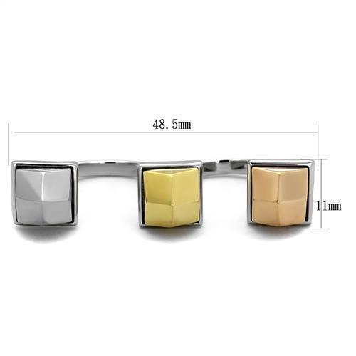 TK2109 - Three Tone (IP Gold & IP Rose Gold & High Polished) Stainless Steel Ring with No Stone-1