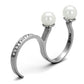 TK2110 - High polished (no plating) Stainless Steel Ring with Synthetic Pearl in White-3