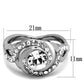 TK2111 - High polished (no plating) Stainless Steel Ring with Top Grade Crystal  in Clear-1