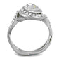TK2111 - High polished (no plating) Stainless Steel Ring with Top Grade Crystal  in Clear-2