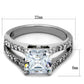 TK2112 - High polished (no plating) Stainless Steel Ring with AAA Grade CZ  in Clear-1