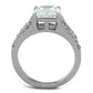 TK2112 - High polished (no plating) Stainless Steel Ring with AAA Grade CZ  in Clear-2