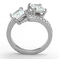 TK2113 - High polished (no plating) Stainless Steel Ring with AAA Grade CZ  in Clear-2