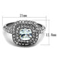 TK2114 - High polished (no plating) Stainless Steel Ring with AAA Grade CZ  in Clear-1