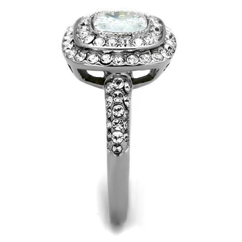 TK2114 - High polished (no plating) Stainless Steel Ring with AAA Grade CZ  in Clear-3