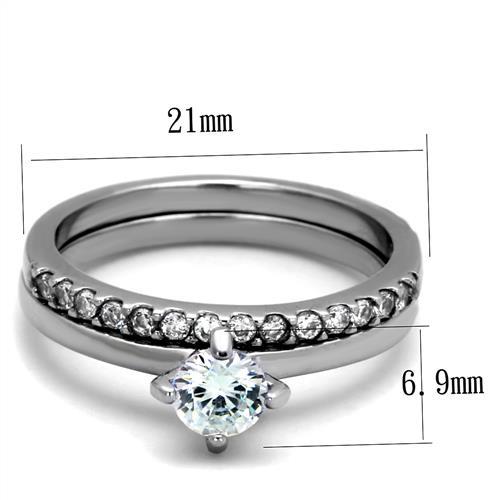 TK2115 - High polished (no plating) Stainless Steel Ring with AAA Grade CZ  in Clear-1