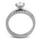 TK2115 - High polished (no plating) Stainless Steel Ring with AAA Grade CZ  in Clear-2