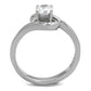 TK2116 - High polished (no plating) Stainless Steel Ring with AAA Grade CZ  in Clear-2