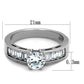 TK2117 - High polished (no plating) Stainless Steel Ring with AAA Grade CZ  in Clear-1