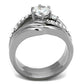 TK2118 - High polished (no plating) Stainless Steel Ring with AAA Grade CZ  in Clear-2