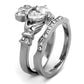 TK2119 - High polished (no plating) Stainless Steel Ring with AAA Grade CZ  in Clear-3
