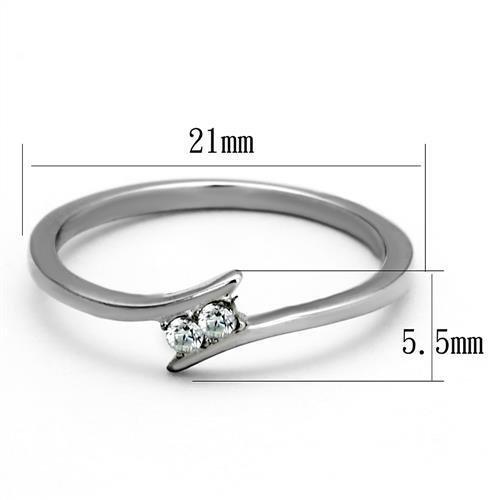 TK2121 - High polished (no plating) Stainless Steel Ring with AAA Grade CZ  in Clear-1