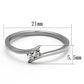 TK2121 - High polished (no plating) Stainless Steel Ring with AAA Grade CZ  in Clear-1