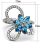 TK2123 - High polished (no plating) Stainless Steel Ring with Top Grade Crystal  in Sea Blue-1