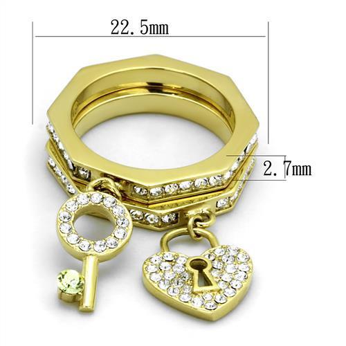 TK2127 - IP Gold(Ion Plating) Stainless Steel Ring with Top Grade Crystal  in Citrine Yellow-1