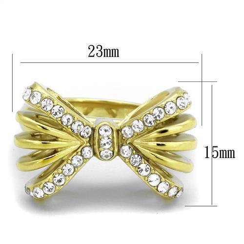TK2128 - IP Gold(Ion Plating) Stainless Steel Ring with Top Grade Crystal  in Clear-1