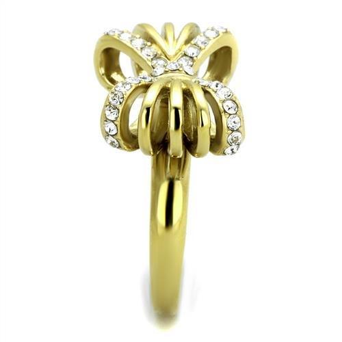 TK2128 - IP Gold(Ion Plating) Stainless Steel Ring with Top Grade Crystal  in Clear-3