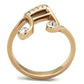 TK2130 - IP Rose Gold(Ion Plating) Stainless Steel Ring with Top Grade Crystal  in Clear-2