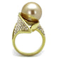 TK2131 - IP Gold(Ion Plating) Stainless Steel Ring with Synthetic Pearl in Champagne-2