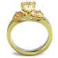 TK2132 - Two-Tone IP Gold (Ion Plating) Stainless Steel Ring with AAA Grade CZ  in Champagne-2