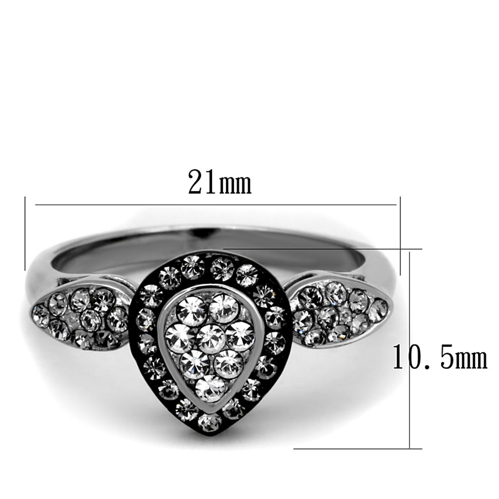TK2136 - Two-Tone IP Black Stainless Steel Ring with Top Grade Crystal  in Black Diamond-1