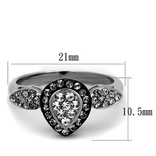 TK2136 - Two-Tone IP Black Stainless Steel Ring with Top Grade Crystal  in Black Diamond-1