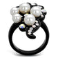 TK2138 - IP Black(Ion Plating) Stainless Steel Ring with Synthetic Pearl in Light Rose-2