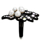 TK2138 - IP Black(Ion Plating) Stainless Steel Ring with Synthetic Pearl in Light Rose-3