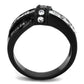 TK2139 - IP Black(Ion Plating) Stainless Steel Ring with AAA Grade CZ  in Clear-2