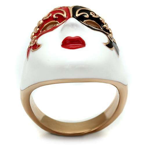 TK2142 - IP Rose Gold(Ion Plating) Stainless Steel Ring with Epoxy  in Multi Color-2