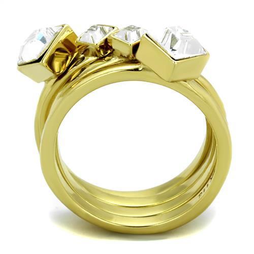 TK2158 - IP Gold(Ion Plating) Stainless Steel Ring with Top Grade Crystal  in Clear-2