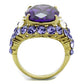 TK2160 - IP Gold(Ion Plating) Stainless Steel Ring with AAA Grade CZ  in Amethyst-2