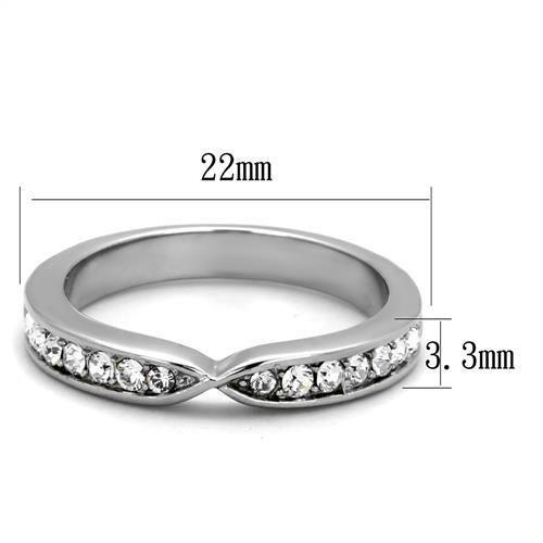 TK2163 - High polished (no plating) Stainless Steel Ring with Top Grade Crystal  in Clear-1