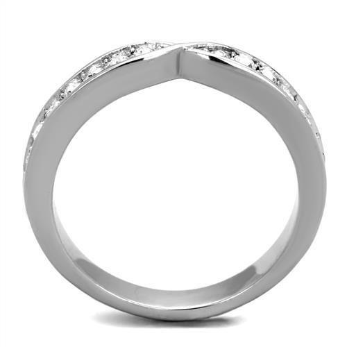 TK2163 - High polished (no plating) Stainless Steel Ring with Top Grade Crystal  in Clear-2