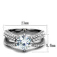 TK2165 - High polished (no plating) Stainless Steel Ring with AAA Grade CZ  in Clear-1