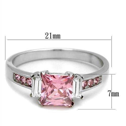 TK2169 - High polished (no plating) Stainless Steel Ring with AAA Grade CZ  in Rose-1