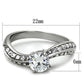 TK2171 - High polished (no plating) Stainless Steel Ring with AAA Grade CZ  in Clear-1