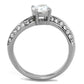 TK2171 - High polished (no plating) Stainless Steel Ring with AAA Grade CZ  in Clear-2